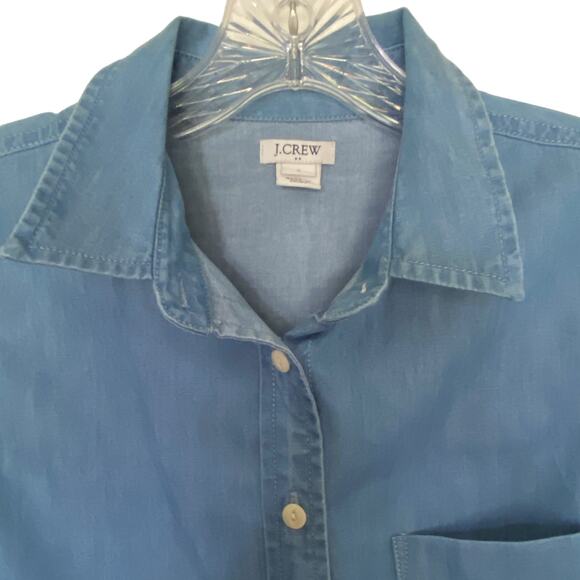 J. CREW FACTORY Top Women's Size 8 Sleeveless Denim Chambray Shirt Tie Waist - Picture 2 of 11
